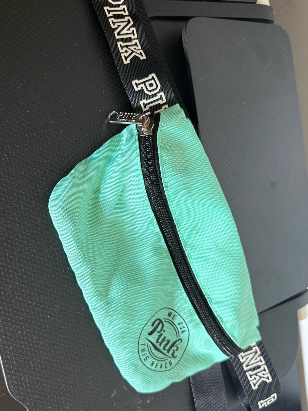 PINK Mint Green Belt Bag / Fanny Pack – Black Logo Strap